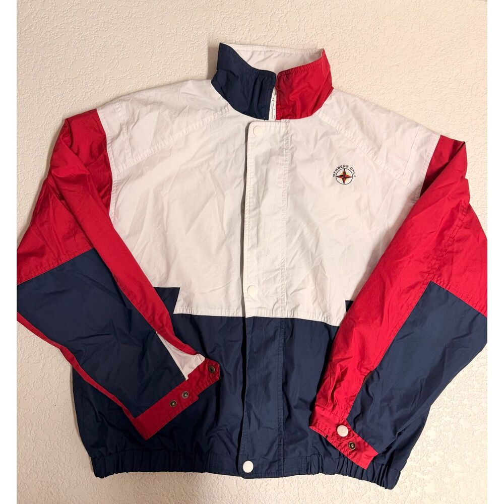 Vintage 90s Members Only Mariner Windbreaker XL Red White Blue Colorblock
